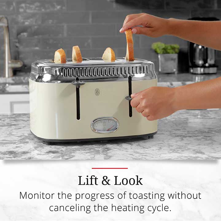 Retro Style 4 Slice Toaster Cream Stainless Steel